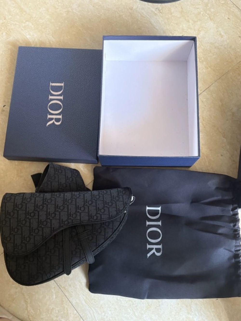 Dior Black Monogram Saddle Bag with Logo Jacquard
